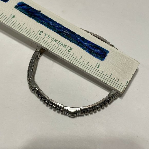 silver tone stretch Rectangle Station Bangle Bracelet Art Deco Black - Picture 6 of 6